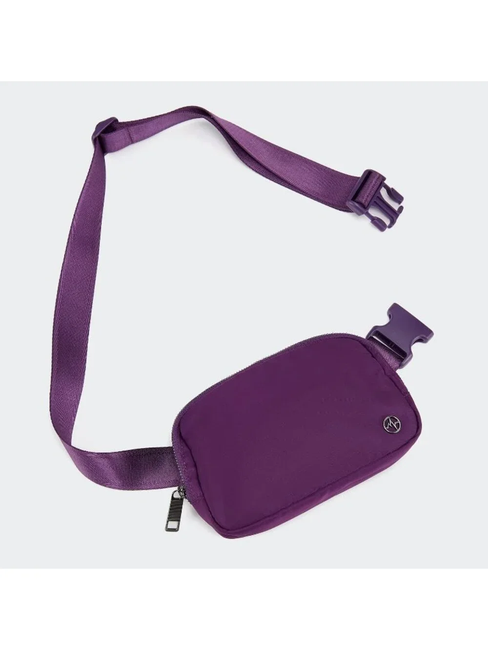 Men's Dark Magenta Crossbody Belt Bag Wide Zipper Adjustable Strap 3-Pockets